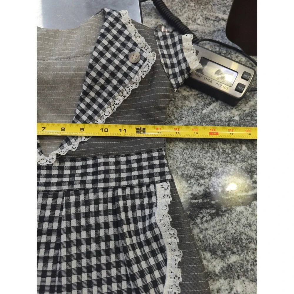 Vintage Handmade Child's Dress CLOTHES PIN BAG Holder Hanger Black White
